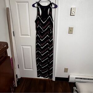 Trixxi Maxi Dress Chevron Racerback Multicolor Elastic Waist Sz M Pre-owned